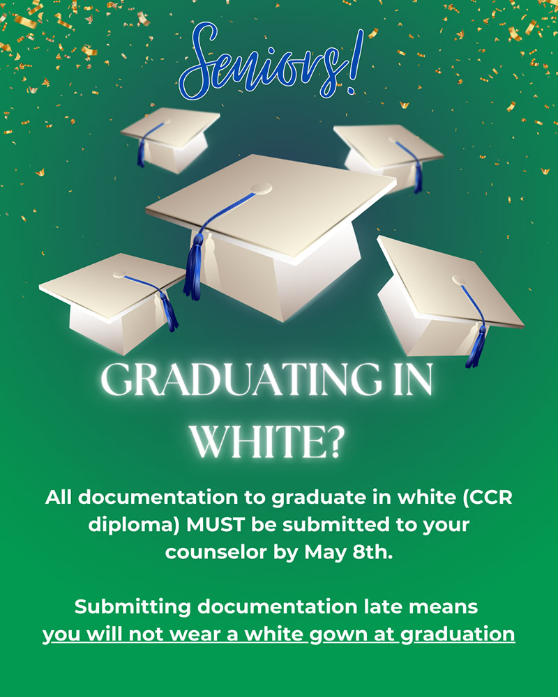 Graduating in White deadline May 8th